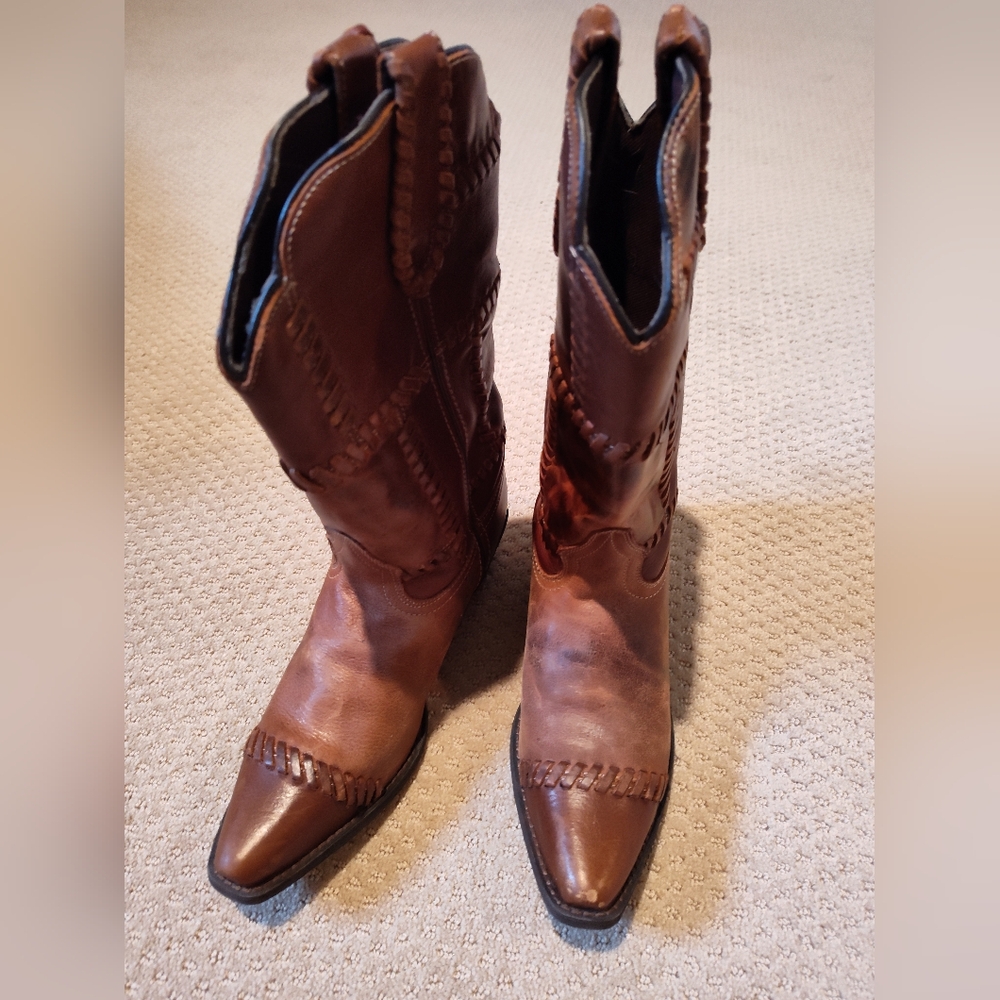 Laredo Patchwork Western Leather Boots Women's size 8 1/2